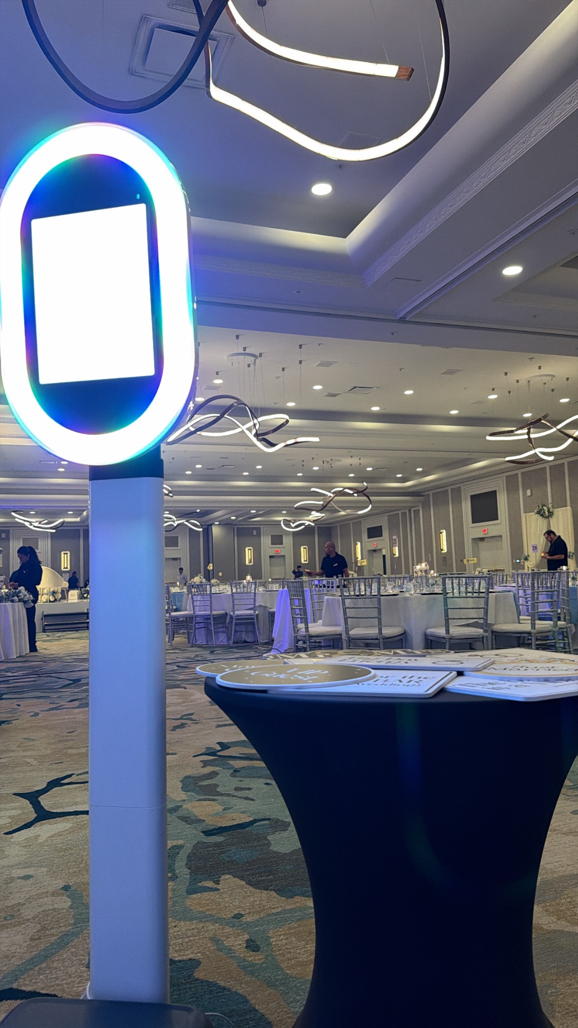 KPTZ selfie booth at a polished ballroom event